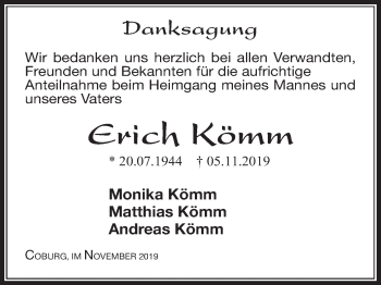 Anzeige von Erich Kömm von MGO