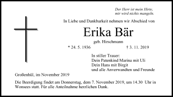 Anzeige von Erika Bär von MGO