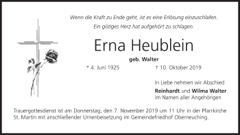Anzeige von Erna Heublein von MGO
