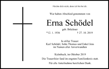 Anzeige von Erna Schädel von MGO
