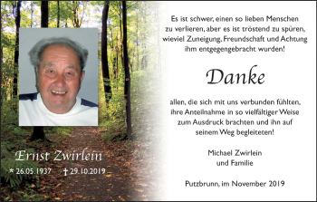 Anzeige von Ernst Zwirlein von MGO