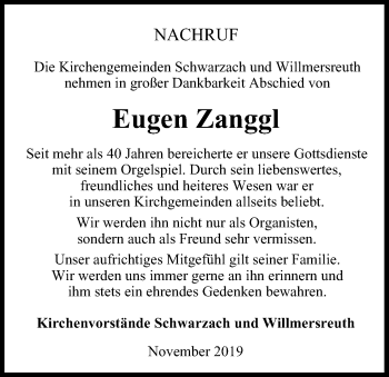 Anzeige von Eugen Zanggl von MGO
