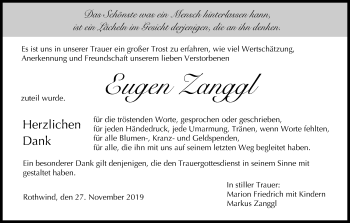 Anzeige von Eugen Zanggl von MGO