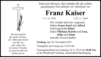 Anzeige von Franz Kaiser von MGO