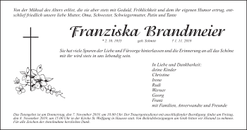 Anzeige von Franziska Brandmeier von MGO