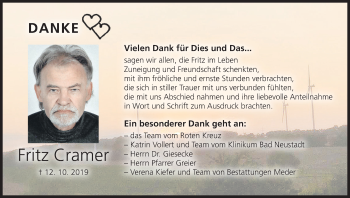 Anzeige von Fritz Cramer von MGO