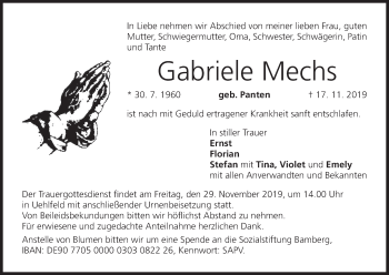 Anzeige von Gabriele Mechs von MGO