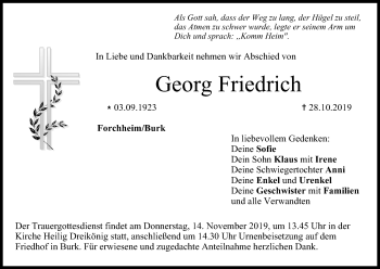 Anzeige von Georg Friedrich von MGO