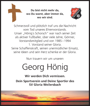 Anzeige von Georg Hönig von MGO