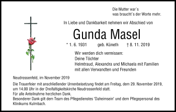 Anzeige von Gunda Masel von MGO