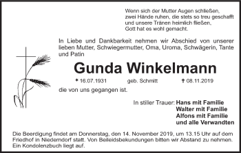 Anzeige von Gunda Winkelmann von MGO