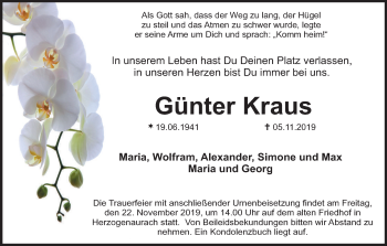 Anzeige von Günter Kraus von MGO
