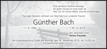 Anzeige von Günther Bach von MGO