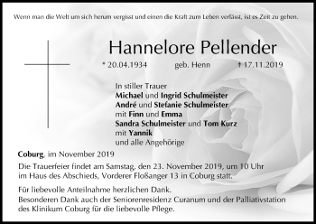 Anzeige von Hannelore Pellender von MGO