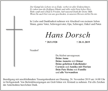 Anzeige von Hans Dorsch von MGO