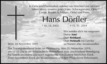 Anzeige von Hans Dörfler von MGO