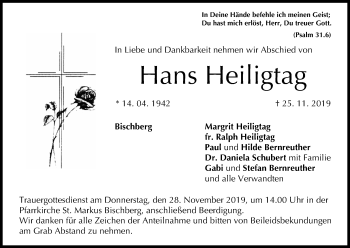 Anzeige von Hans Heiligtag von MGO