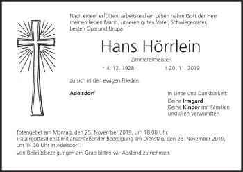 Anzeige von Hans Hörrlein von MGO