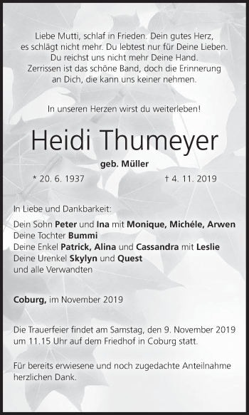 Anzeige von Heidi Thumeyer von MGO