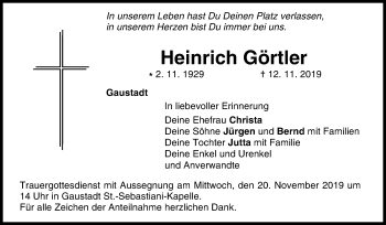 Anzeige von Heinrich Görtler von MGO