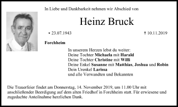 Anzeige von Heinz Bruck von MGO