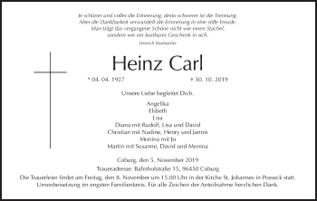 Anzeige von Heinz Carl von MGO