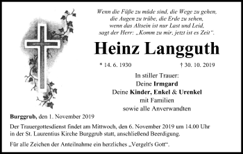 Anzeige von Heinz Langguth von MGO