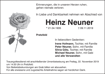 Anzeige von Heinz Neuner von MGO