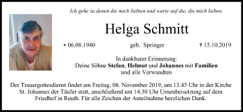 Anzeige von Helga Schmitt von MGO