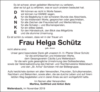 Anzeige von Helga Schütz von MGO