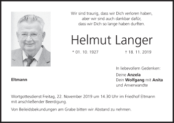 Anzeige von Helmut Langer von MGO