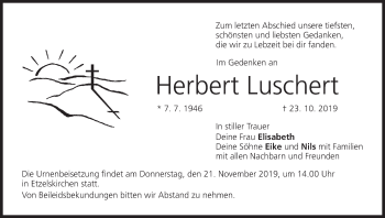 Anzeige von Herbert Luschert von MGO