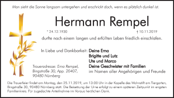 Anzeige von Hermann Rempel von MGO