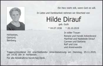 Anzeige von Hilde Dirauf von MGO