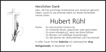 Anzeige von Hubert Rühl von MGO