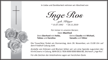 Anzeige von Inge Ros von MGO