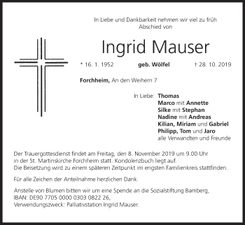 Anzeige von Ingrid Mauser von MGO