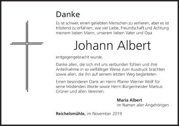 Anzeige von Johann Albert von MGO