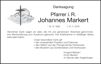 Anzeige von Johannes Markert von MGO