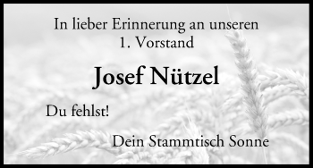 Anzeige von Josef Nützel von MGO