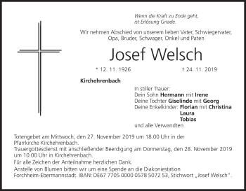 Anzeige von Josef Welsch von MGO