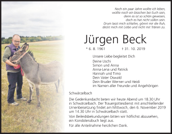Anzeige von Jürgen Beck von MGO