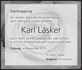 Anzeige von Karl Läsker von MGO