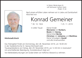 Anzeige von Konrad Gemeiner von MGO