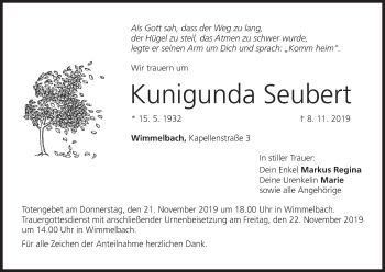 Anzeige von Kunigunda Seubert von MGO