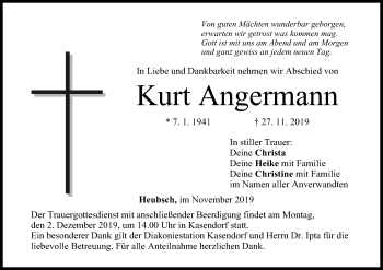 Anzeige von Kurt Angermann von MGO