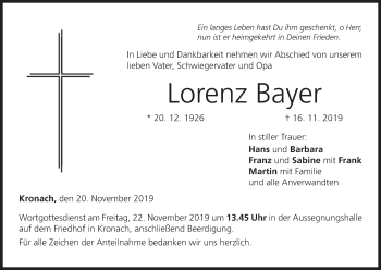 Anzeige von Lorenz Bayer von MGO