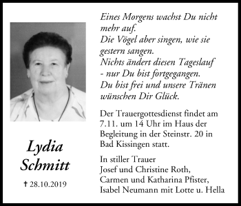 Anzeige von Lydia Schmitt von MGO