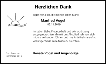 Anzeige von Manfred Vogel von MGO