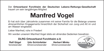 Anzeige von Manfred Vogel von MGO
